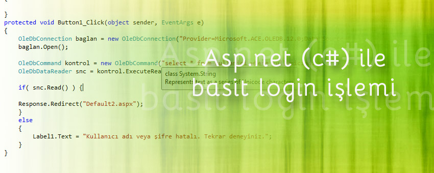 Asp.Net (c#) basit kullanıcı girişi ve session kullanımı