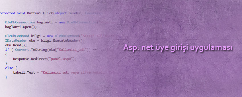 Asp. net üye girişi uygulaması - veritabanı destekli